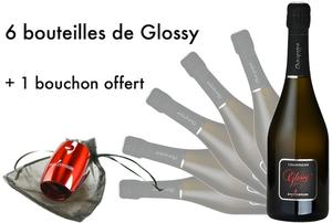 6 bouteilles Champagne Glossy + 1 bouchon offert